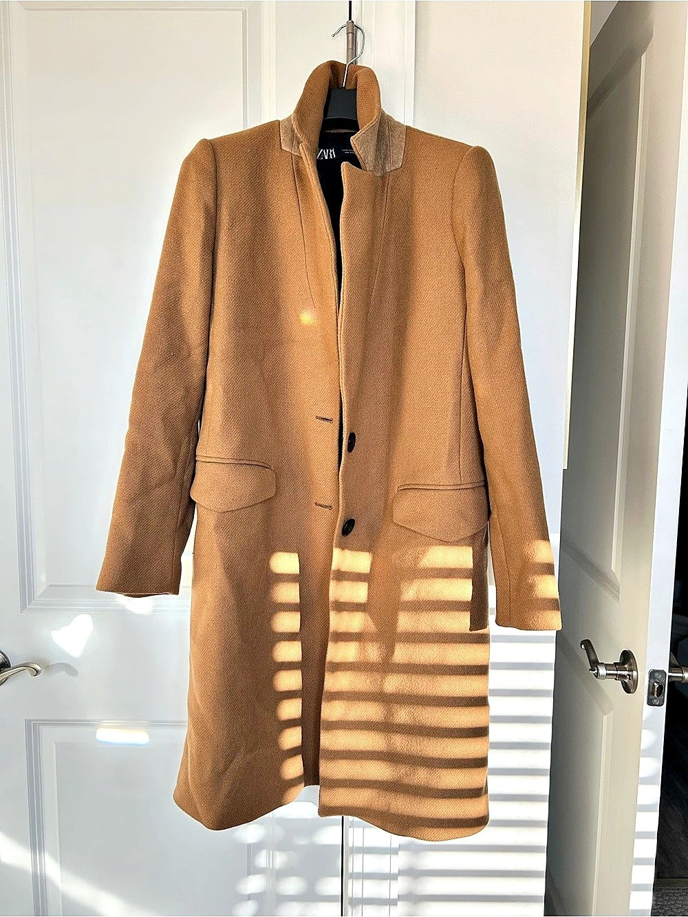Zara Women's Wool Pea Coat in Cognac Size Medium